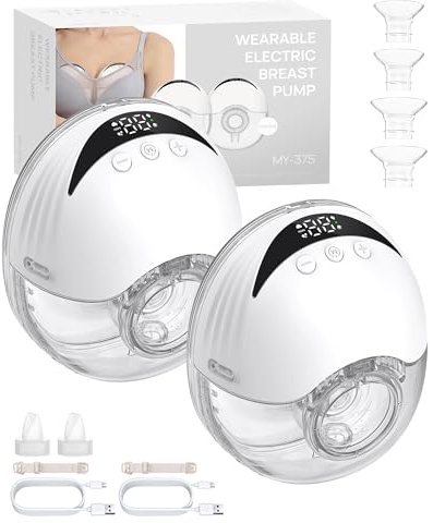 eSynic Extractor de leche materna portátil manos libres de 210 ml, 4 modos y 12 niveles, bomba de lactancia materna inalámbrica con brida de 24/21/19 mm, pantalla LED a prueba de fugas, sin BPA