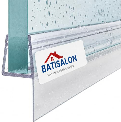 BATISALON Joints d'Étanchéité pour Portes de Douche en Verre, Longue Lèvre, Vitre 4 à 8mm, 100cm, Fabriqué en France (100cm, 4 à 6mm)
