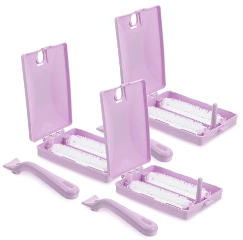 HAPINARY Brosse à Peluches pour Animaux 3pcs Poignée Ergonomique en PP et Polyester, Facile à Tenir, pour Vêtements et Canapé, Couleur Pourpre