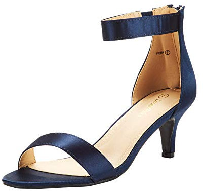 DREAM PAIRS Women's Low Kitten Heels Ladies Open Toe Party Ankle Strap Dress Pumps Bride Wedding Evening Shoes FIONA,Size 7,Navy,FIONA
