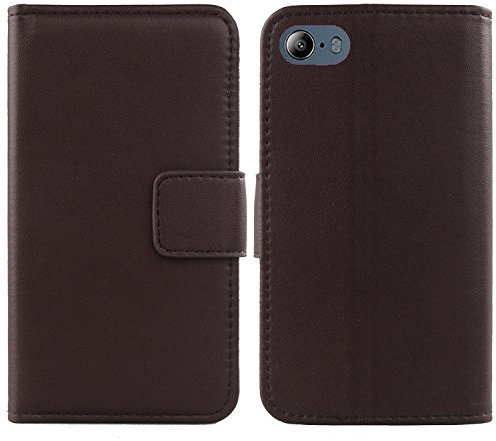 Gukas Design Echt Leder Tasche Für Maze Blade 4G Phablet 5.5 Hülle Lederhülle Handyhülle Handy Flip Brieftasche mit Kartenfächer Schutz Protektiv Genuine Premium Case Cover Etui Skin (Dark Braun)