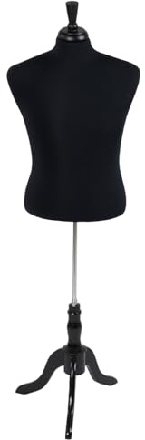 SSWBasics Male Black Jersey Shirt Dressmaker Form - Mannequin Torso for Sewing - Pinnable