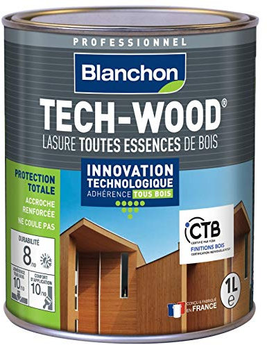 Lasure Tech-Wood Blanchon 1L - Nuance de la Lasure - Brun acajou