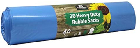 Shedmates BBRS1 40 Litre Ultra Strong Garden Waste Rubbish Rubble Sacks Blue (4 x 20 Bags)