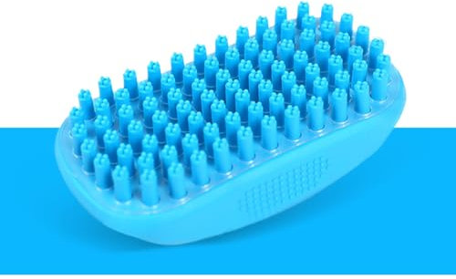 Taeku Hundebürsten, Gummi Shampoo Grooming Haustier Bürste Soft Shedding Baden Haar Zubehör Kamm Werkzeuge Rückenmassage Katzenbürste für Lange Kurze Haare (Blau)