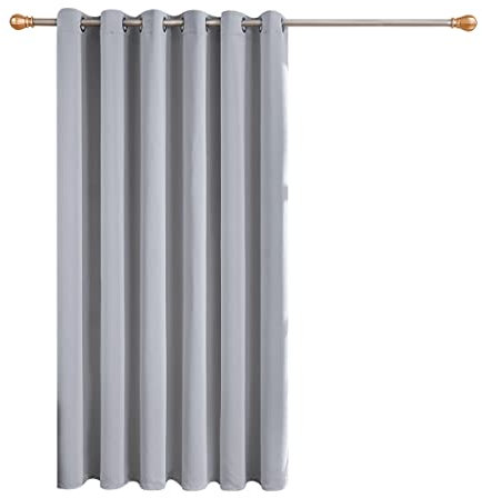 MRTREES Blackout Door Curtains Thermal 72 Inch Drop Single Grey Blackout Curtain for Bedroom Living Room Soft Texture Window Treatments, 1 Panel 90x72 Inch, Gray