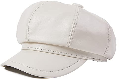 Schirmmütze Damen, Leder Mütze Gatsby Newsboy Cap Tellermütze Baker Boy Hut Flat Cap Sommer/Winter