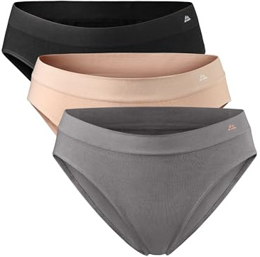 DANISH ENDURANCE Sömlösa Bambutrosor i Bikinimodell för Damer, Mjuka Bambutrosor, Flerfärgad (1x Mörkgrå, 1x Svart, 1x Beige), M/L
