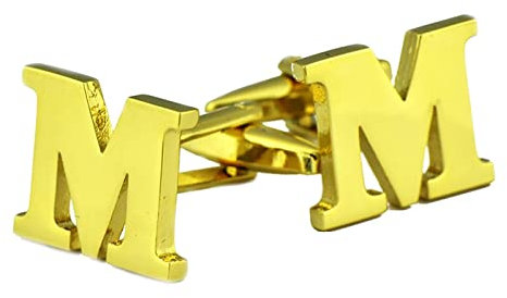 Lieson Herren Manschettenknöpfe Hochzeit, Manschettenknöpfe Herren Gold Set Manschettenknöpfe Herren Buchstabe M Cufflinks für Hemd Hochzeit Geburtstag Geschenk