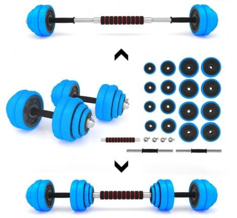 2in1 Kurzhantelset, umbaubar auch zu 30 kg Langhantel Hms