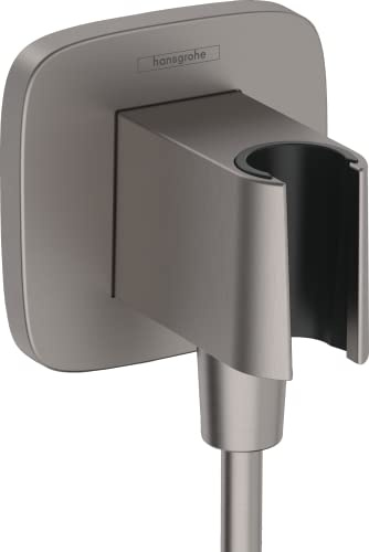 hansgrohe Wandanschluss mit Duschkopfhalterung FixFit Q, Brushed Black Chrome
