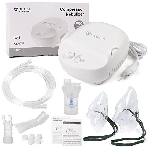 MEDLOT Vernebler Inhalator, Inhalationsgerät Vernebler mit Mundstück und Maske für Erwachsene und Kinder, bei Erkältungen oder Asthma, Wechselstrom