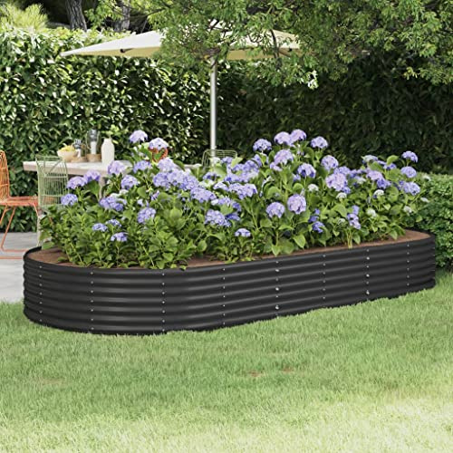 WIFESE JardinièRe Acier Enduit De Poudre 296x140x36 Cm Anthracite Jardinieres Exterieur Jardiniere Bois Jardiniere Balcon Carré Potager Kit Herbes Aromatiques