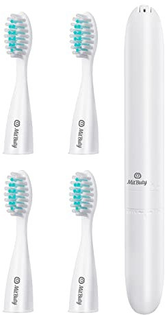 MitButy Spazzolino Elettrico da Viaggio con Testine di Ricambio, Spazzolino Elettrico a Batteria Impermeabile IPX6 Sonico – Inclusa Porta Spazzolino da Viaggio, Ideale per d'affari/Viaggi/Vacanze