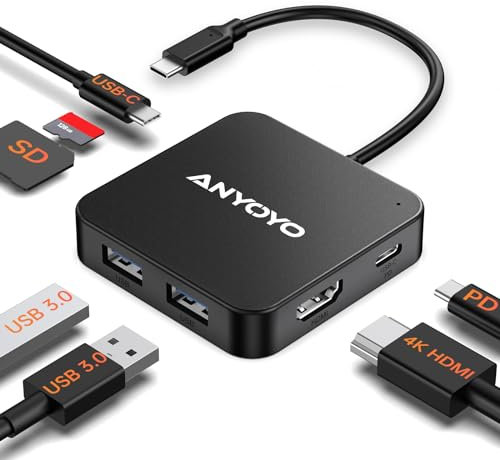 USB C Hub, 7-in-1 Adapter Mit 4K-HDMI, Datenanschluss, 100W PD Schnellladung, SD/TF Kartenleser, 2 USB 3.0 5Gbps Anschlüsse für MacBook Air/Pro