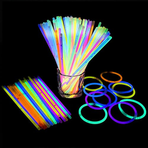 Frevoitna 120 pezzi Braccialetti Luminosi, Collane neon per bambini di alta qualità Con connettore, Lunghezza 20 cm Set per feste con bastoncini luminosi, per feste, matrimoni, Halloween