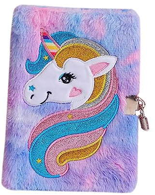 TOYANDONA Einhorn-Notizbuch Tagebuch mit Schloss Schülertagebuch personal organizer briefpapier kinder Notizblöcke Notizbücher abschließbares Tagebuch Plüsch-Notizbuch behaart Schlüssel Büro