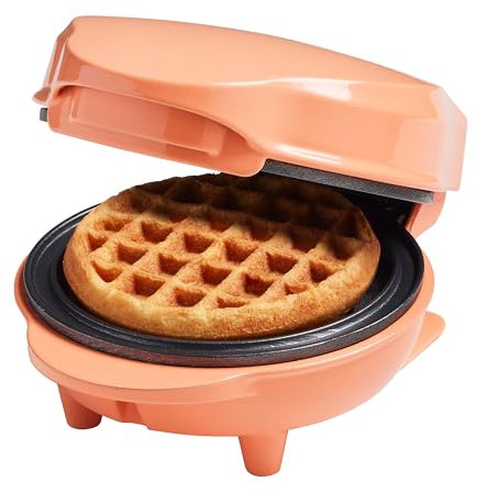 Bestron Waffle Maker, Piastra per waffel mini Ø10 cm, piccola macchina per waffel con rivestimento antiaderente, per compleanni di bambini, feste di famiglia, Pasqua o Natale, 550 watt, Arancione