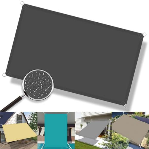 Sonnenschutz Sunsegel 2.8 x 3.8 m Wasserdicht Schattennetz Gewächshaus Premium PES Polyester Imprägniert für Garten Terrasse Outdoor Camping, Dunkelgrau