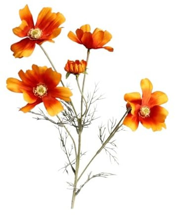 5 x künstliche Seidenblumen, Frühlingsfarbe, kleine persische Chrysanthemen, Gesang-Blumen (Farbe: Orange)