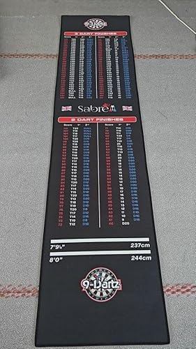 Sabre Darts Mat, Oche Carpet With Check Outs, 9-Dartz Version