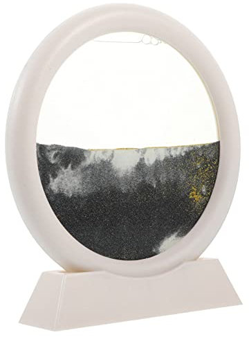 COSMEVIVI Sablier Décoratif d'art du Sable en Mouvement 3D pour Bureau, Cadre Blanc 5 Pouces, Image Artistique De Sable Fluide, Décoration Esthétique Relaxante pour Espace De Travail