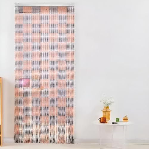 Eiauiuo Perlenvorhang Innen Raum Dekorativer Teiler Fadenvorhang Aus Acryl Perlen Und Aluminium Schiene Hängender Türvorhang Für Zuhause Büro Tür Fenster(Quadrat,120x200cm(120 Stränge))