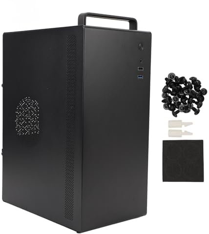 Micro ATX ITX Gaming Computer Case, Mini PC ITX Desktop Computer Case Support Micro ATX ITX with HD Sound, 4 PCIE USB 3.0 2.0 Port, Support HDD SSD