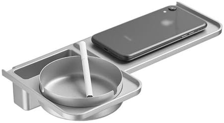 Bathroom Organiser Wall Mounted Batahroom Rack, Modern Plastic Toilet Shelf with Stainless Steel Ashtray, No Drilling Toilet Storage Rack Space Saving Bathroom Storage Bathroom Shelves(Silver)