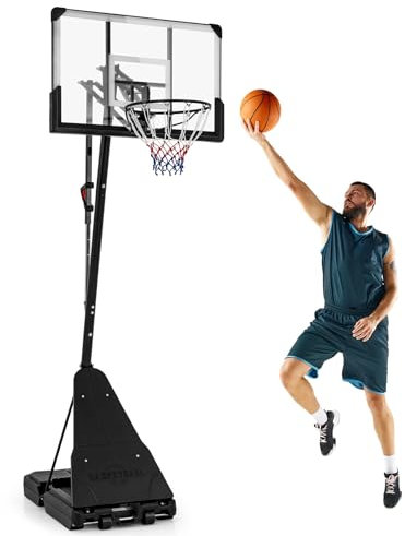 COSTWAY Basketballkorb Outdoor, 150-305 cm höhenverstellbar, Basketballständer tragbar, Basketballkorb mit Ständer, 2 Rädern, Mobile Korbanlage Basketballanlage für Kinder, Erwachsene