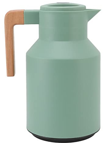 Thermal Coffee, 1L European Beech Wood Handle Insulated Kettle Double Walled 1 Liter Carafes Coffee Pot Pot Portable Beech Wood Handle 12h Insulation Kettle Green (Green)