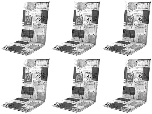 Gardissimo 6er Set Hochlehner 2115 Gartenstuhlauflagen, grau anthrazit | 120 x 50 x 8 cm, mit Schrift, UV-Lichtecht, Polsterauflagen
