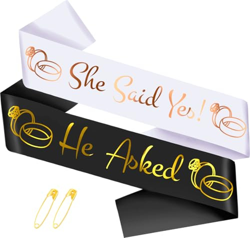 Set di 2 fasce con scritta in lingua inglese She SAID YES e He Asked per lo sposo di essere, divertenti fasce per addio al nubilato e addio al celibato, accessori per addio al nubilato