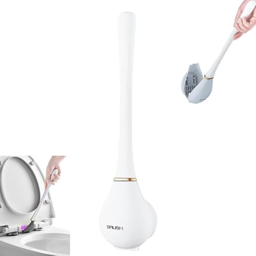 Brosse de toilette en silicone, brosse WC en silicone avec support, brosses à récurer à long manche, brosse de salle de bain murale en caoutchouc, brosse de nettoyage de toilettes pour salle de bain