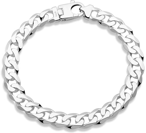 Panzerarmband 9 mm 925er Sterling Silber Massiv 21 cm