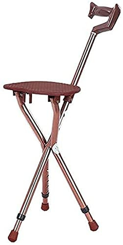 Stick Walking avec siège Pliant Chaise de béquille des Jambes de Marche tabourets de Canne sièges âgés bâtonnets de Marche avec Quatre cônes Tabouret de béquille réglable de Hauteur (Couleur: a (Gris