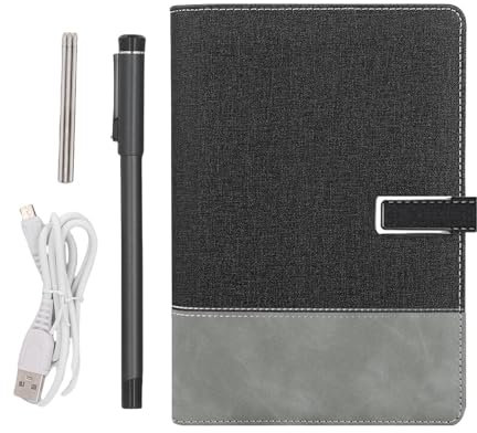 Fabater Smart Pen Notebook, 3 in 1 Real Time Digital Synchronization, Smartpen Writing Board Set, Store Handwritten Notes Digitally, Compatible for OS and Android Smartphone (Black Grey Patchwork)