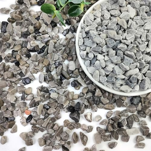 SHIZWU 6-9mm 1.8kg Grey Gravel for Plant Pots and Vase Fillers | Decorative stone for gardens planters terrariums succulent beds drainage layers and indoor displays