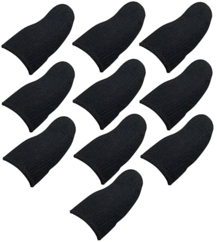 UTHCLO 10 Stück Elastische Gaming Fingerschutz aus Nylon und Silberstoff Atmungsaktive Schweißabweisende Fingerschutzhüllen für Mobiles Spielen und Touchscreens