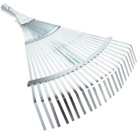 DIYEAH Rastrillo De Jardín Extensible 22 Dientes De Acero Metálico Ajustable para Césped y Limpieza De Hojas En Exterior Patio Jardín