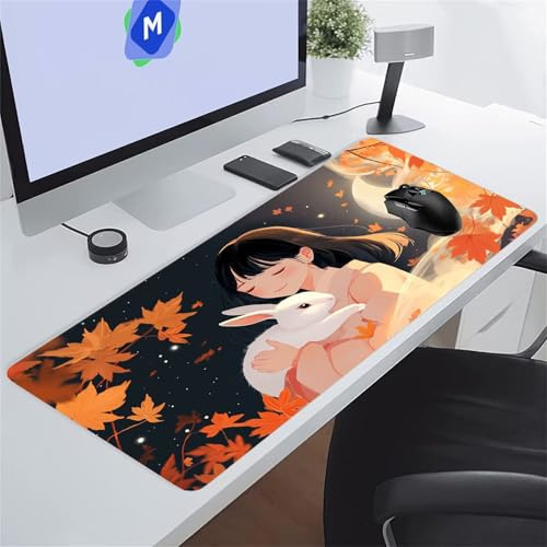 Lapins Filles Tapis de Souris de Jeu 1500x800x3 mm Grand Tapis de Souris Gaming sous-Main Bureau Gamer Large avec Base Antidérapante Tapis de Clavier Lavable pour Gamer PC