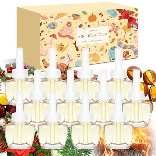 Scent-Hi Ricarica Diffusore Elettrico per Ambienti Kompatibel mit Air Wick/Glade, 12x19ml Diffusore Elettrico - Braci del Camino, Mattina d’Inverno, Castagne Arrosto, Ghirlanda di Natale