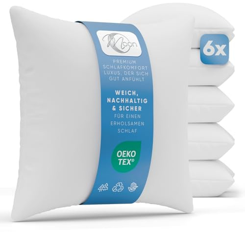 Moon Lot de 6 coussins de remplissage, 50 x 50 cm, coussin intérieur, coussin de canapé, 440 g, Classic Peached Touch