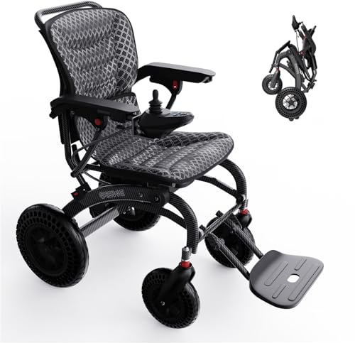 Lightweight Electric Wheelchair for Adults, Foldable Motorized Wheelchairs,15 Miles Range, 12AH Lithium Battery, All Terrain, 500W Motors, Airline Approved