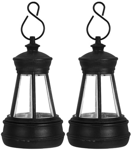 Lanterne Exterieur Solaire pour Statue Animal, Lot de 2, Plastique Noir | Lanterne Exterieur Solaire, Éclairage LED Automatique, Poignée Facile à Transporter pour Jardin et Parcs
