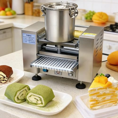 Máquina de crepé comercial, totalmente automática y de alta velocidad, hace 200-300 crepes/hora, adecuada para pasteles Mille Crepe, panqueques, envolturas de rollos de huevo y postres