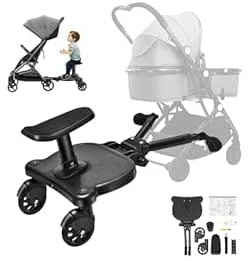 Buggy Board, Buggyboard med säte, hängmatta barnvagn, stegbräda för barnvagn, barnvagn för alla barnvagnar, för barn 2–6 år, upp till 25 kg
