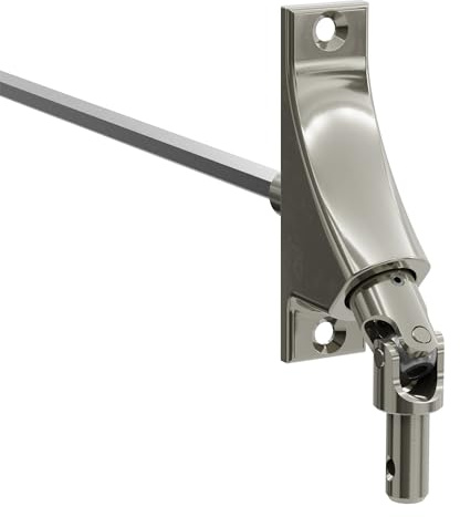 DIWARO.® | Rolladen Gelenklager G072, 90 Grad Umlenkung, Grundplatte 22 x 85 mm mit 2 Befestigungslöcher, Kurbelzapfen Anschluss 9,9 mm, Antrieb zum Rolladengetriebe 7 mm Sechskant.