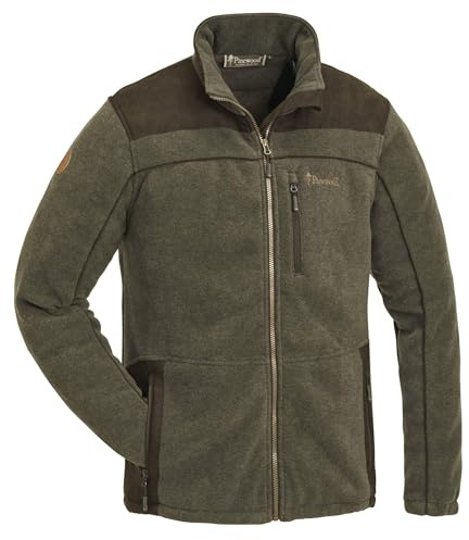 Pinewood Herren Prestwick Exklusiv Fleece Jacke - vielseitige Fleecejacke mit meliertem Look und Einsätzen in Wildlederoptik - praktisch und pflegeleicht in Größen bis 3XL | Fleecejacke mit Besätzen in Wildlederoptik. Robuste 240 g/m² Anti-Pilling-Fleece-Qualität. 2 Seiten- und 1 Brusttasche.