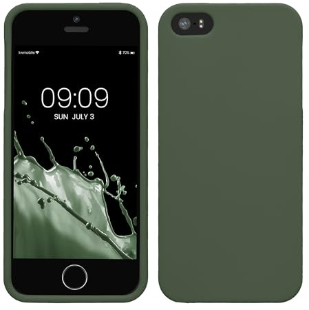 kwmobile Housse Compatible avec Apple iPhone SE (1.Gen 2016) / iPhone 5 / iPhone 5S Coque - Housse de téléphone Protection Souple en Silicone - Vert foncé Mat